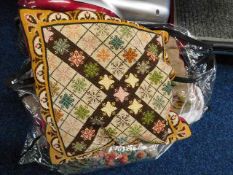 A small quantity of tapestry textiles & a ceramic