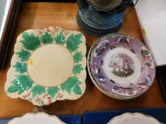 A majolica bowl & other antique plates