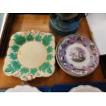 A majolica bowl & other antique plates