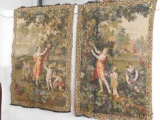 Two decorative wall tapestries