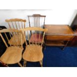 Four chairs & a small drop leaf table