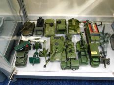 A quantity of mostly Dinky diecast military toys
