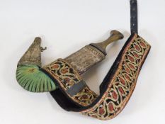 An Islamic arabian Jambiya dagger with sheaf & ban