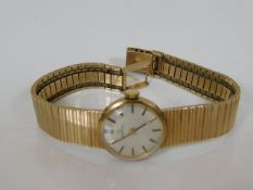 A ladies 9ct gold Omega wrist watch
