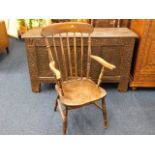 A 19thC. elm seated farmhouse chair