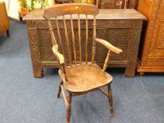 A 19thC. elm seated farmhouse chair