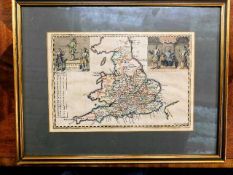 A framed c.1700 Michael Burghers for Ed Wells map
