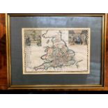 A framed c.1700 Michael Burghers for Ed Wells map