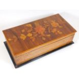 A 19thC. inlaid top music box with oak case
