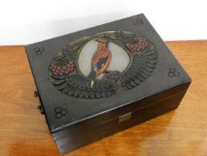 An antique hand carved & painted antique box, poss