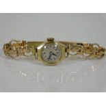 A ladies 9ct gold Swiss wrist watch