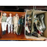 A quantity of vintage action men figures with clot