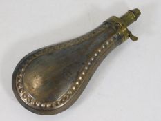 A 19thC. copper & brass powder flask