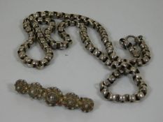 A silver belcher necklace & brooch