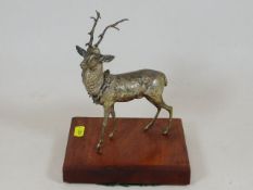 A silver plated mounted stag