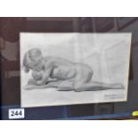 An early 20thC. pencil sketch nude signed Ivy Curn