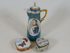 A Limoges trinket box, one other & a French jug de