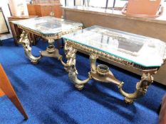 A pair of glass topped 1970's Regency style tables