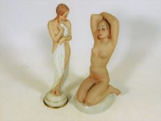 An art deco Pirkenhammer nude kneeling figure (no
