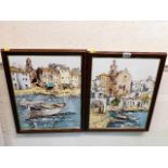 Two framed harbour scene oils by Bernard Defour ap