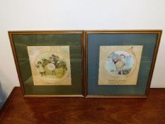 Two framed child's animated book plates