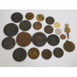 A quantity of mostly 19thC. bronze & brass coinage