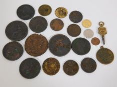 A quantity of mostly 19thC. bronze & brass coinage