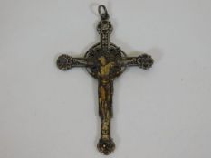 A white metal 19thC. crucifix