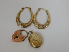 A pair of 9ct earrings & other items