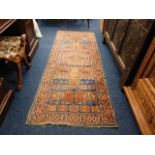 An antique wool runner approx. 89in x 32.5in