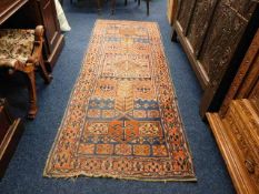 An antique wool runner approx. 89in x 32.5in
