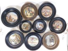 A collection of nine 19thC. Staffordshire pot lids