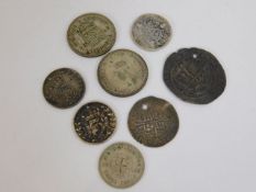 Two 16thC. silver coins a/f & other coinage