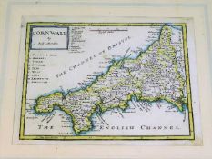 A framed Robert Morden 18thC. map of Cornwall