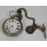 A Victorian silver English key lever pocket watch