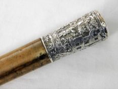 A Gentleman's antique Chinese silver topped malacc