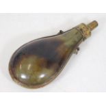 A 19thC. horn & brass powder flask