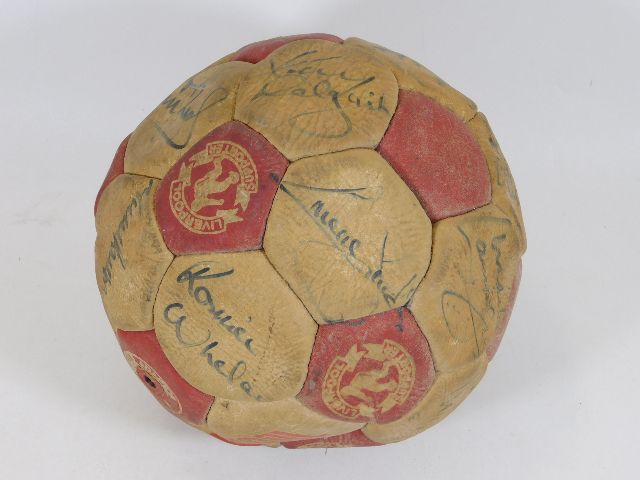 A 1980's hand signed football relating to Liverpoo