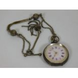 A Swiss silver ladies pocket watch with Albertini