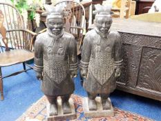 An impressive pair of Chinese carved soapstone Qin