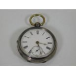 A Victorian silver English key lever pocket watch
