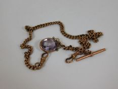 A 9ct gold Albert with amethyst