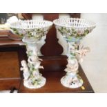 A pair of German Plaue porcelain centrepieces with