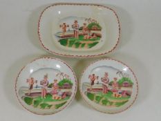 Three early 19thC. New Hall dishes, one repaired