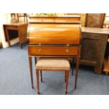 A good Edwardian ladies writing desk with cylindri