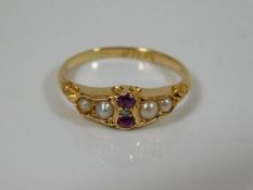 An antique 18ct gold ring set with diamond, natura