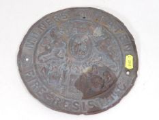 A Milners Patent fire insurance plaque
