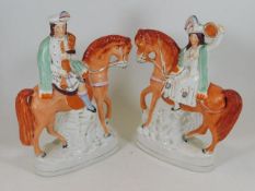 A pair of 19thC. Staffordshire figures on horsebac