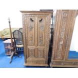 A 19thC. carved oak Dutch single wardrobe