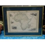 A framed 19thC. map of Africa